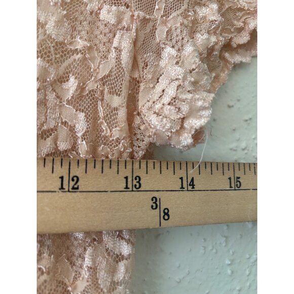Reba Womens Tan Lace High Neck Short Sleeve Top L Rare - Picture 10 of 12